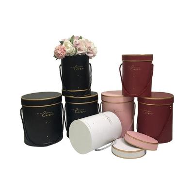 China Recyclable Paper Flower Box Cardboard Round Flower Box For Rose Flower Packaging for sale