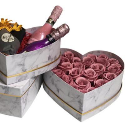 China Recyclable Marble Cardboard Boxes For Flowers Heart Shape Flower Box For Gift Wedding for sale