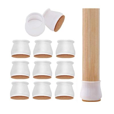 China Easy to put on 16pack Silicone Chair Leg Floor Protectors Silicone Furniture Leg Feet Protector Cover with Felt Pads for sale