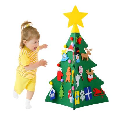 China Artificial Christmas Tree Toddler Toy Christmas Educational Gift Felt Christmas Tree Set With Ornaments for sale