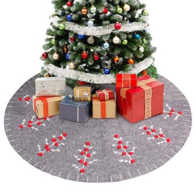 China Gray Christmas Tree Skirts nonwoven for Christmas holiday decoration 48 inch vintage Christmas tree skirt Gray Christmas Tree Skirts nonwoven for Christmas holiday decoration for sale