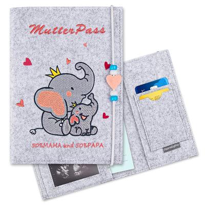 China Lady Beige German mutterpass cover felt mother passport cover maternity log cover device for ultrasound image for sale