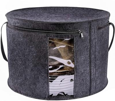 China Lounge Around Foldable Sturdy Organizer Felt Hat Storage Box With Collapsible Dustproof Cover For Travel for sale