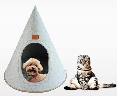 China Breathable Easy Assembly Cat Cone Cave Dog Small Pet House Bed Premium Modern Felt Animal Housing for sale