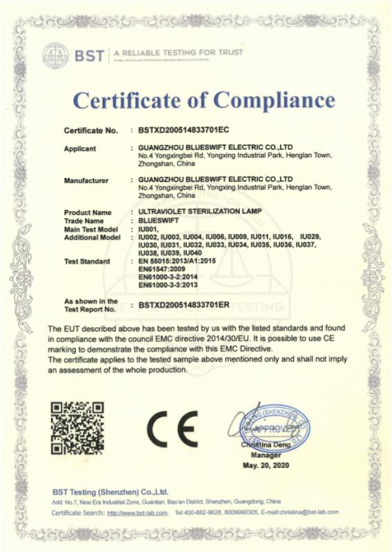 CE - Guangzhou Blueswift Electric Co., Ltd.