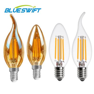 China BLUESWIFT C35 Filament LED Bulb Soft Candle Chandeliers Indoor Glass Electric for sale