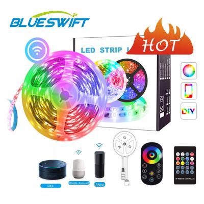 China Residential Flexible Amazon Alexa Google Home Tuya Wifi IP65 Holiday Lighting Waterproof LED Strip Light Luces Led /RGB Strip Lights for sale