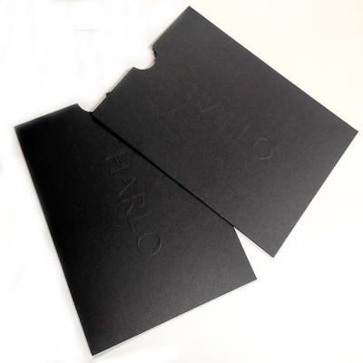 China Business Envelope Black Color Logo Business Card Custom Embossed Small Business Card Packing Envelope for sale