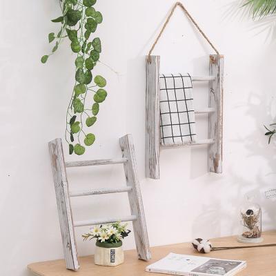 China Eco-Friendly Suspensibility Eco-Friendly Wall Hanging Shelves Macrame 3 Tier Wall Shelf Wooden Wood Rack Wall Hanging Shelves Wood Decor for sale