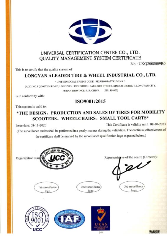 ISO9001 - Longyan Aleader Tire & Wheel Industrial Co., Ltd.