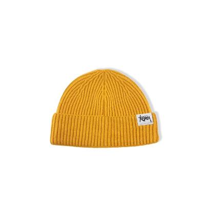 China JOINT Woven Label Logo Design Winter Hat Woven Soft Racing Women / Men Knitted Hat Warm Beanie Caps for sale