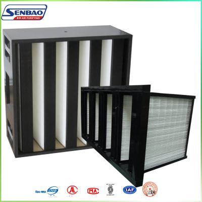 China V-bank mini pleated Medium Efficiency Carbon Air Filter For HVAC System Coarse Filter for sale