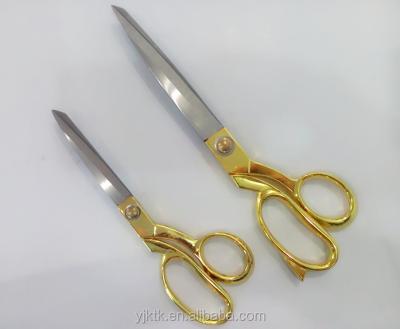 China Professional Gold Plated Stainless Steel Bent Trimmer Cutting Shear Tailor Scissors, Dressmaking Shears for sale