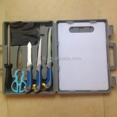 China Household Tool Kit Best Sell 8pcs Professional Fillet Knife Set With Rubber Handle In Plastic Case for sale