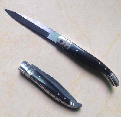 China Best Lock Side Sell Laguiole Black Ceramic Pocket Knife with Ebony Handle for sale