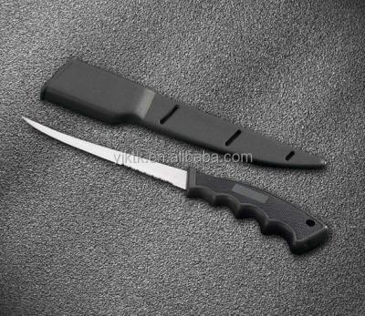 China Fillet Knife High Quality Stainless Steel Fishing Net Knife Blade Serrated Blade Fishing Tool Fixed Knife With Sheath for sale