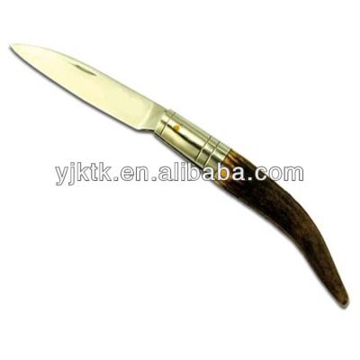 China Real Deer Antler SERVICE Handle Quality Delux KNIFE Folding Pocket Knife for sale