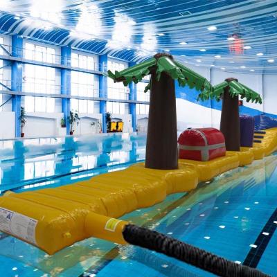 China Waterproof Welded Obstacle Run Water Games 13.8M Pirates Treasure Pool Inflatable Deep Water Running for sale