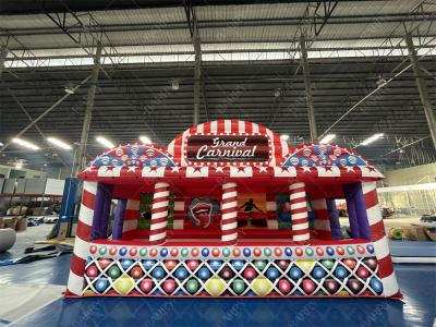 China Sports 3 Game Carnival Game Booth 4 In 1 Combos Inflatable Grand Carnival Game Tent for sale