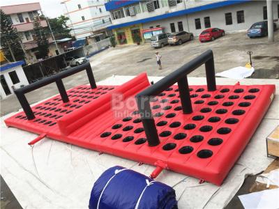 China Commercial Funny Game Red Inflatable Obstacle Course For Amusement Park for sale