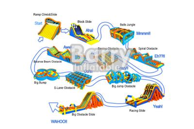 China Certificated Durable Inflatable 5k Obstacle Course For Adult And Children for sale