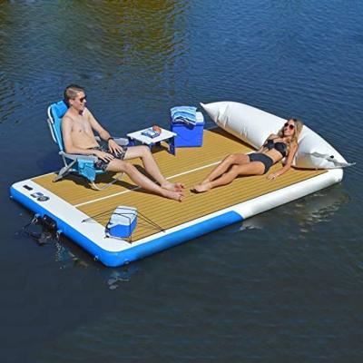 China Drop Stitch DWF Air Pontoon Inflatable Floating Dock Deck Platform for sale