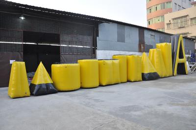 China Yellow Inflatable Sports Games Paintball Bunker , PVC Tarpaulin Inflatable Airsoft Bunker for sale