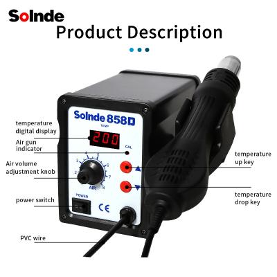 China Rework SMD 858D Digital Temperature Control Station Hot Air SMD Hot Air Rework Desoldering Soldering Station For Motherboard for sale