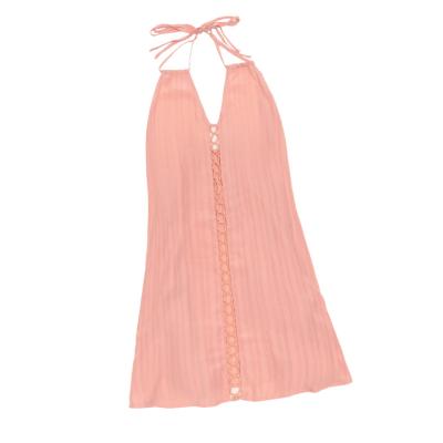 China Breathable Pink Beachwear Coverups Backless V-neck Swimwear Halter Slip Cover Ups for sale