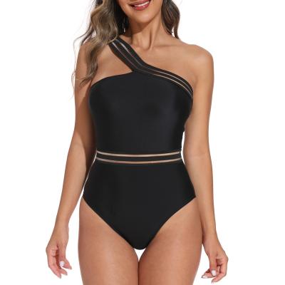 China Breathable Women's One Piece Swimsuits One Shoulder Tummy Control Hollow Out Swimwear Slimming Bathing Suits Monokinis for sale