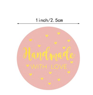 China Wholesale Clear Round Waterproof Logo Rose Gold Handmade With Love Label Thank You For Supporting Our Small Business Stickers for sale