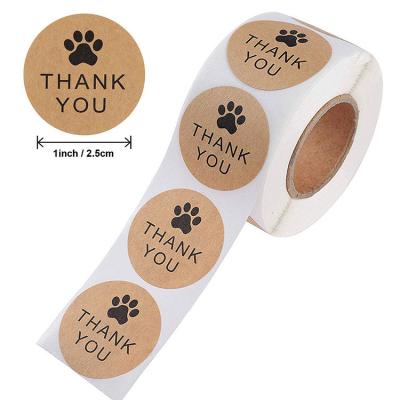 China Decorative Sticker Beautiful Thank You Stickers Packaging Box Label Service Kraft Paper Label for sale