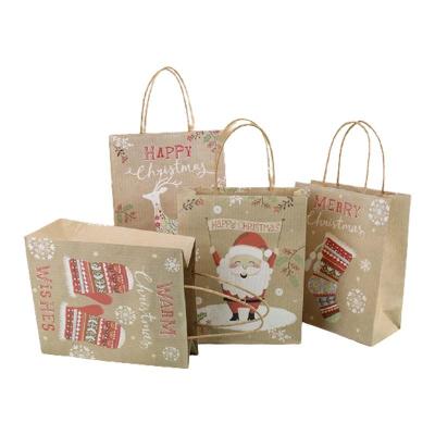 China New Design Kids Eco-friendly Handmade Christmas Shopping Folding Candy Santa Claus Handled Gift Paper Bag for sale