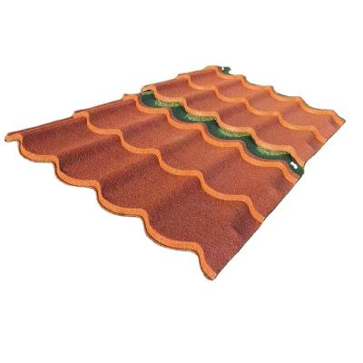 China Making colored pipes pre-paint natural stone coated steel roof tiles building material roofing COLORED STONE METAL PRE-PAINTED TILE for sale