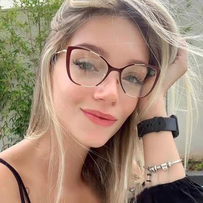 China Fashionable single vision metal frame blue light block glass optical frame colored frame glasses prescription glasses are available for sale