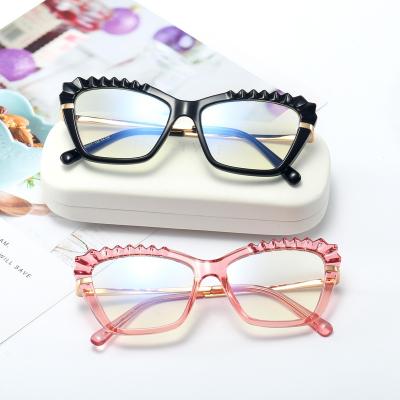 China New Optical Women's Handmade TR90 Blue Light Glasses 95729 Anti Spring Glass Flat Leg Computer Glasses Can Be Fitted Myopia Glasses for sale