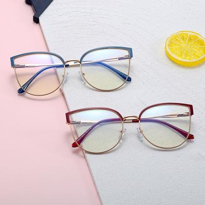 China Supply new spring metal fashion factory anti prescription eyeglasses 95619 net red wind eye frame blue lightweight chinese flat leg glass for sale