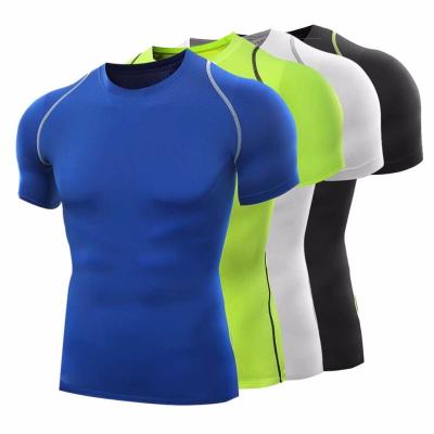 China Men Breathable Compression Wear Workout T Shirts Sports Fitness Top For Running for sale