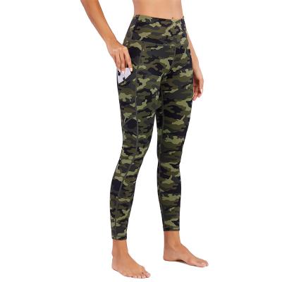 China Plus Size Women Camouflage Printed Compression Leggings Custom Design Yoga Pants With Phone Pocket for sale