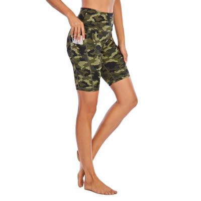 China Breathable Custom Camouflage Printing Biker Shorts High Waist Yoga Pants Breathable Sports Gaiters for sale