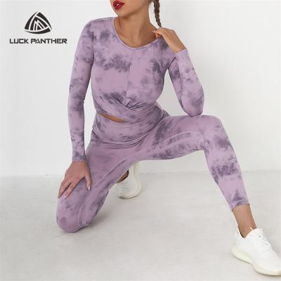 China Breathable Fitness Women Yoga Set Long Sleeve Catch Top Running Gaiters Wholesale Sports Wear for sale