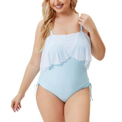 China Fat plus size women plus size swimsuit 2022 one piece swimsuit oversized sexy bikini ruffle beach wear big size swimwear for sale