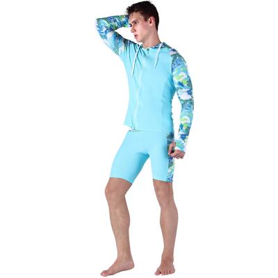 China Plus Size Compression Men's Swimsuit Hooded Shirt Rash Guard With Zipper UV Protection Shirts Swimwear Surfing Shorts for sale