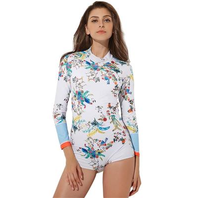 China One Piece Rash Guard UV Protection Women Plus Size Swimsuit Surfing Swimwear Long Sleeve Zip for sale