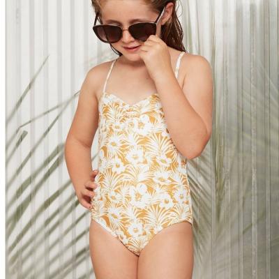 China Wholesale Cute Baby Kids Swimsuit Custom Made Breathable Flower Print One-piece Swimsuit Children's Swimwear for sale