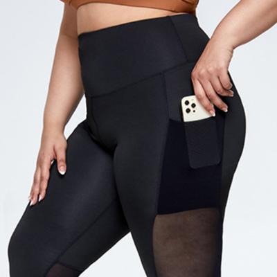 China Wholesale Antibacterial Fitness Yoga Ready Made Pants With Pockets Plus Size Legging With Mesh High Waist Pants For Women for sale