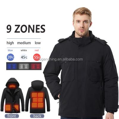 China Waterproof Windproof Men's Detachable Warm Battery Winter Hooded Men Coat Self Heating Shirt In Stock for sale