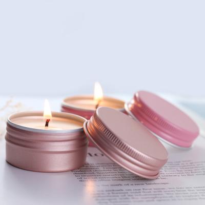 China Wedding Birthday Party Gift Christmas Custom Private Label Scented Candle Aromatherapy Jar Pink Screw Lid Tin Box Soy Wax Candle for sale