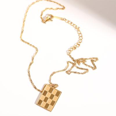 China Vintage Gold Color Chain Choker Square Thin Map Pendant Necklace Minimalist Fashion Necklaces Jewelry Trend for sale