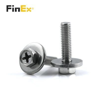 China Pan Factory Price Automotive Stainless Steel Hex Head Sems Screw With Flat Washer for sale